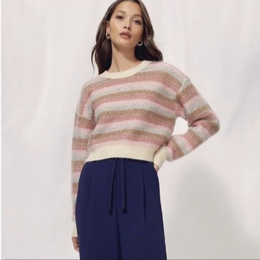 Aritzia Wilfred Pink, Cream, and Brown Striped Knit Sweater